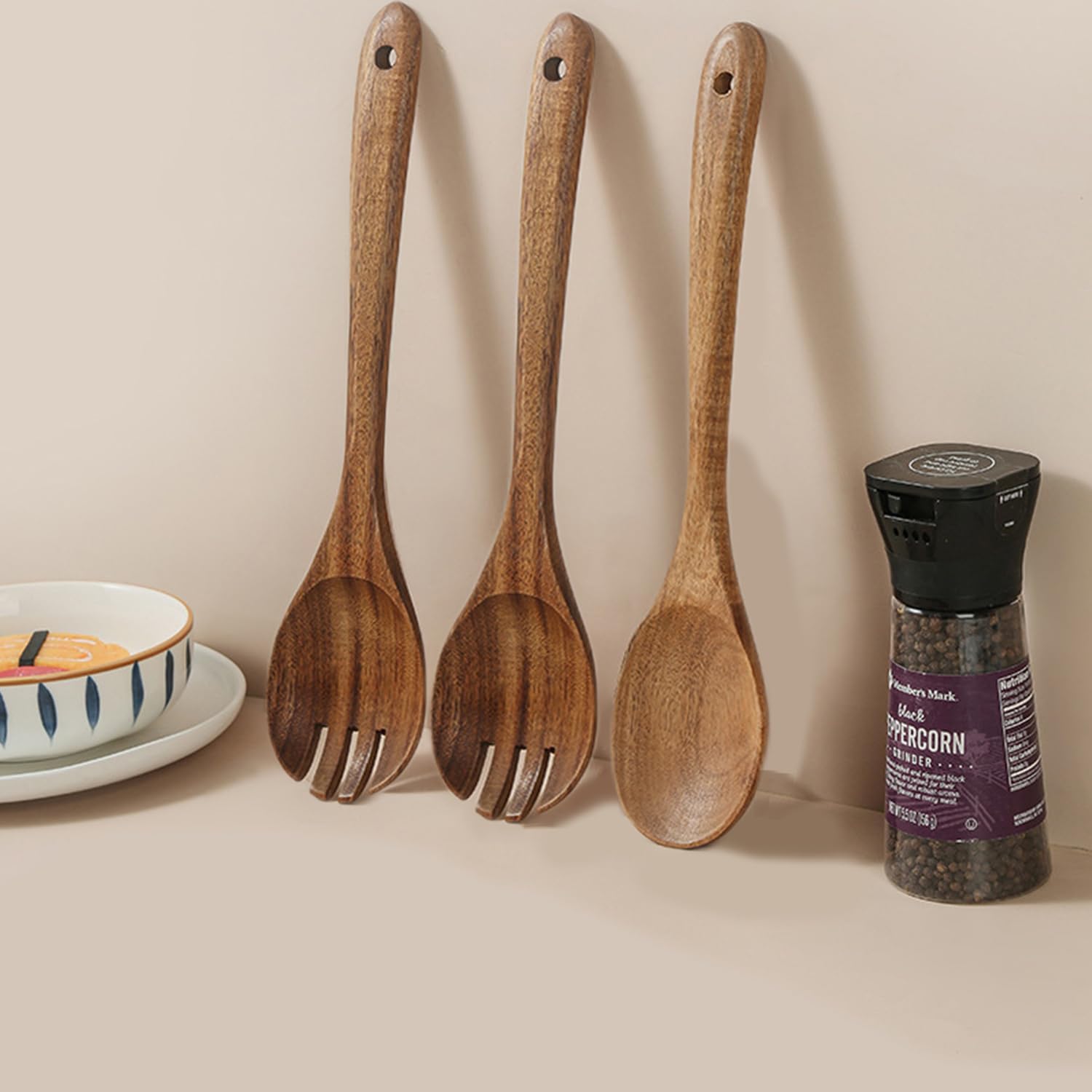 2-Piece Large Wooden Spoon Set,Cooking Spoons Acacia Wood Kitchen Utensil for Mixing Spoons Stirring Serving Spoon (WS-5) - Image 6