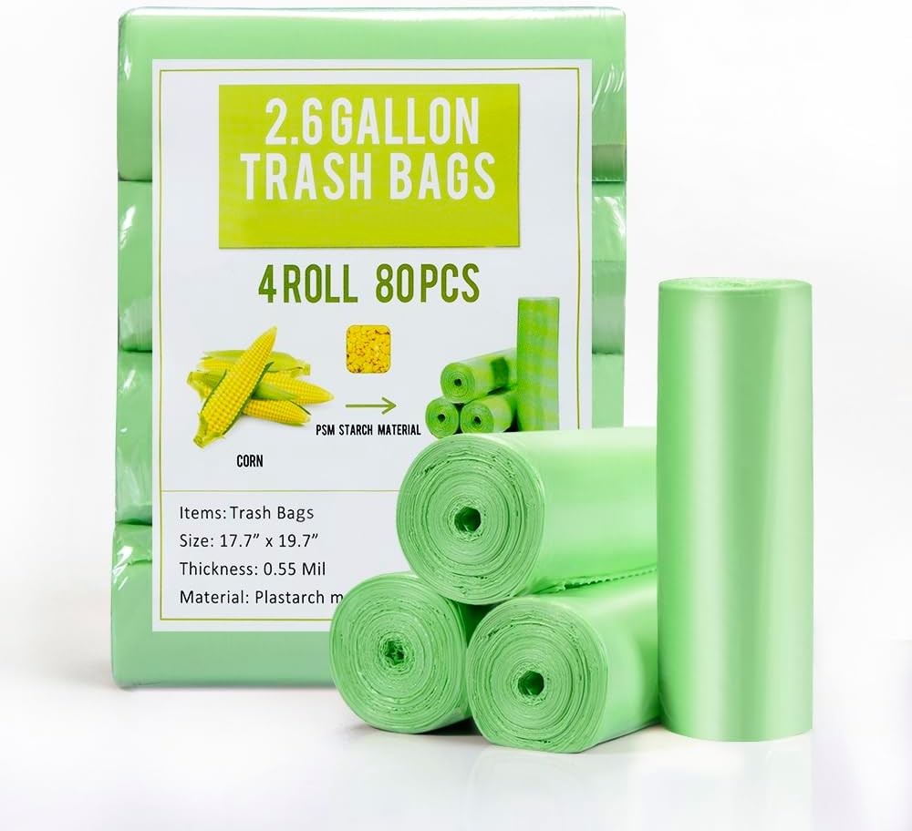 Jaoul Trash Bags 2.6 Gallon, Small Garbage Bags, Strong & Unscented Mini Trash Bags for Kitchen, Bathroom, Office, Restroom, Car, Green, 80 Counts - Image 2