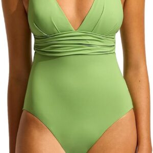 Seafolly Women’s Deep V Wide Strap One Piece Swimsuit