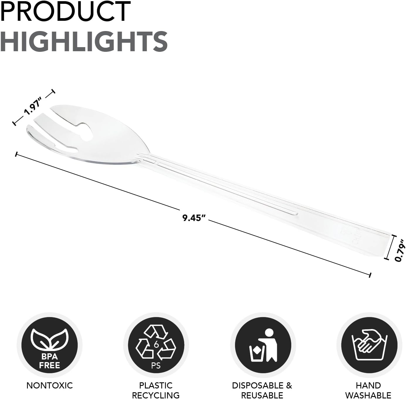 Party Essentials Plastic Party Buffet Serving Utensils Kit, Spoons/Forks/Tongs, 20-Piece, Clear - Image 6