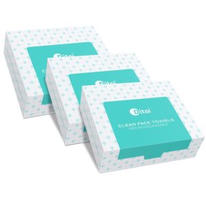 Face Towels, 10″×12″ Disposable Face Towel, Face Towelettes XL, Ultra Soft Makeup Remover Dry Wipes, Thick Face Towel for Travel, 45 Count (3 Pack)