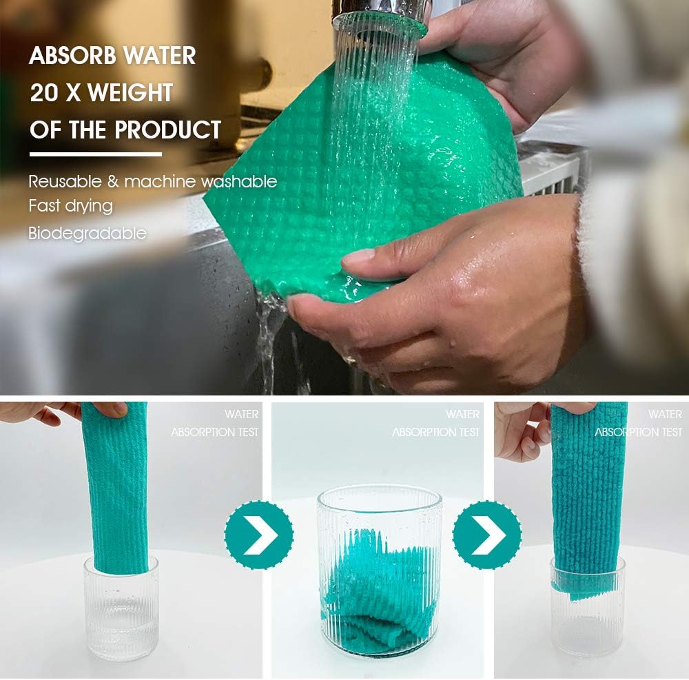 Swedish Dishcloths for Kitchen Assorted 10 Pack Reusable Compostable Kitchen Cloth Made in Germany Cellulose Sponge Swedish Dish Cloths for Washing Dishes Reusable Paper Towels Washable - Image 2