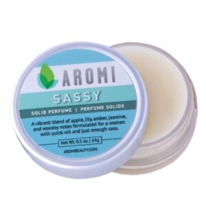 Aromi Sassy Solid Perfume | Fresh, Fruity Fragrance, Vegan, Cruelty-free, Clean Scent, Apple, Jasmine, Amber, Wax Based, Travel, Gift, Handmade (Sassy)