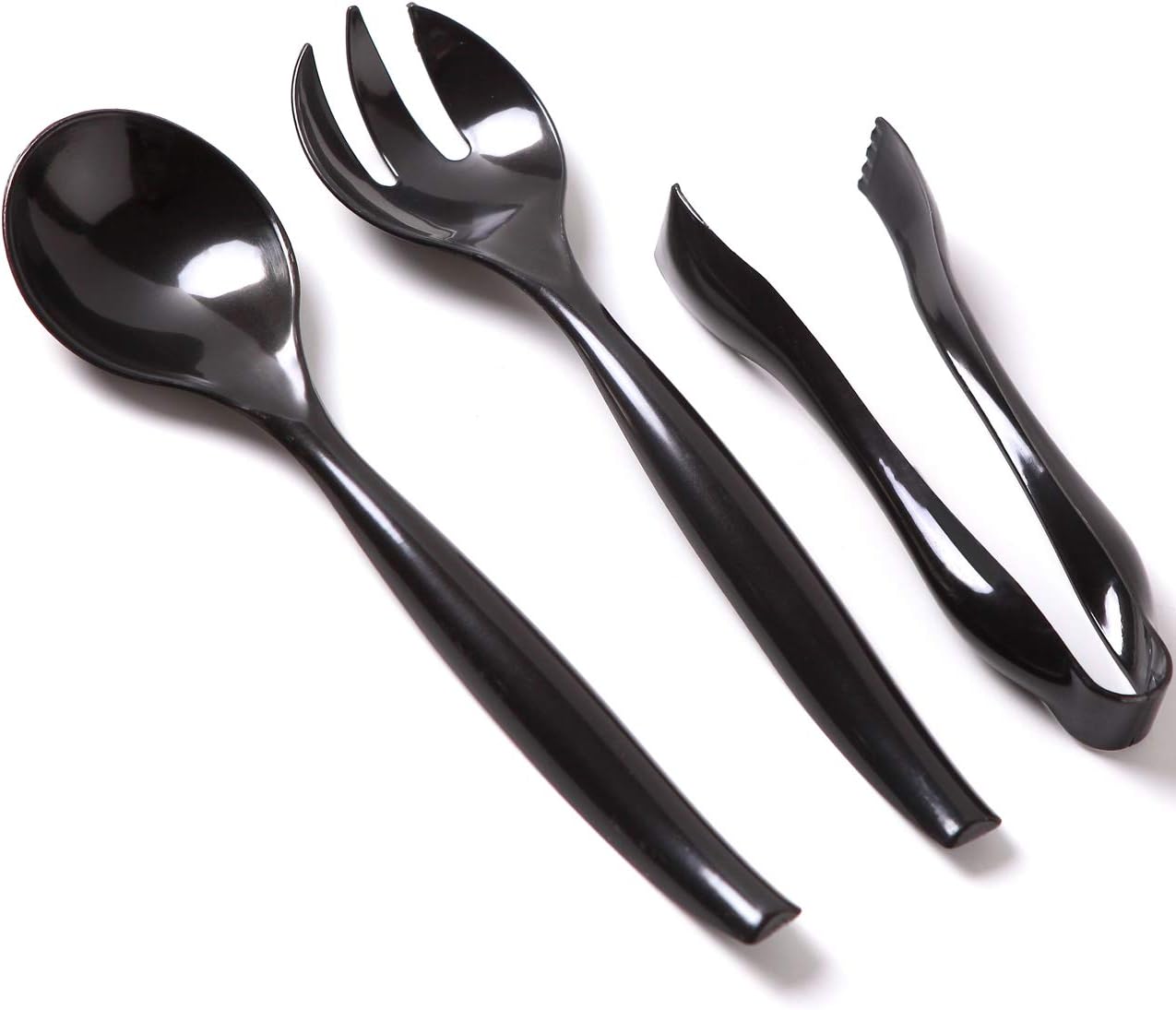 Supernal 72pcs Plastic Serving Utensils Heavy Duty Disposable Serving Tongs Black Disposable Serving Set 10" Spoons 10" Forks 6" Tongs Each 24pcs - Image 6