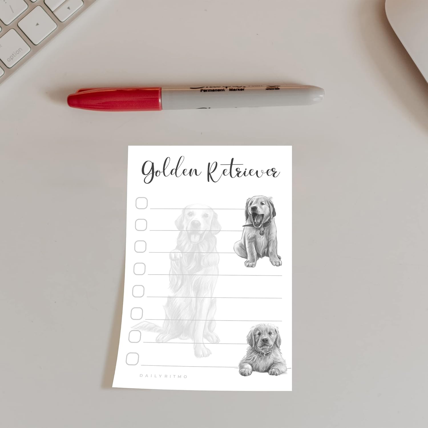 Golden Retriever Sticky Notepad to Do List | Golden Retriever Lover Gifts for Women | Office School Supply Dog Sticky Notes 4"x6" 50 Pages - Image 3