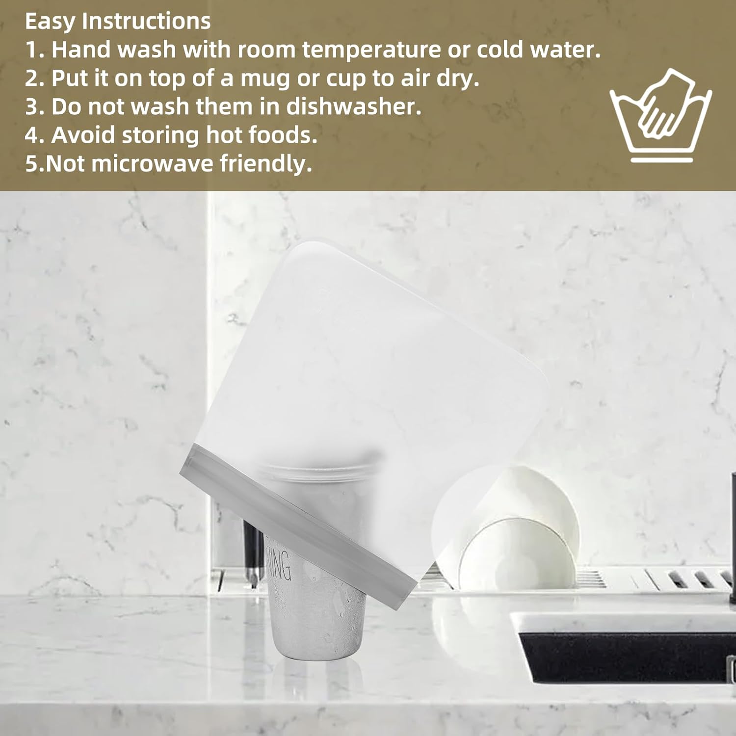 10-Pack Reusable Sandwich Freezer Bags - Dishwasher Safe, BPA-Free, Leakproof for Meat, Cereal, Veggies & Kitchen Storage Organization Grey - Image 6