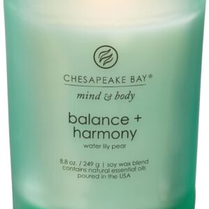 Chesapeake Bay Balance + Harmony Scented Candle Water Lily Pear Fragrance 50 Hours Burn Time Warm & Decorative Soy Wax Blend