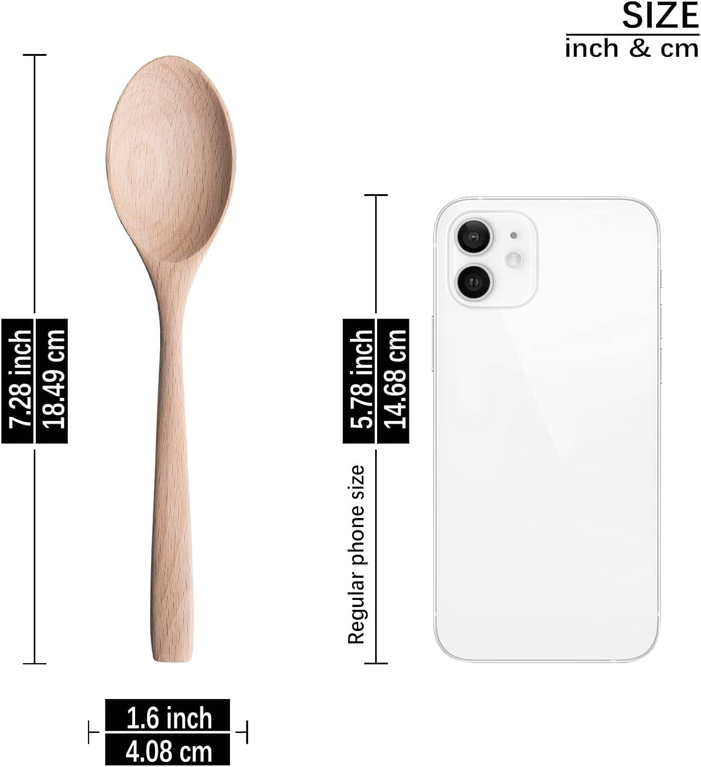 7.3inch Small Wooden Spoons, 6PCS Uncoated Beech Plain Small Wooden Spoons Set, Table Spoons for Present Honey, Serving, Eating, Soup, Chocolate, Coffee, Tea - Image 4