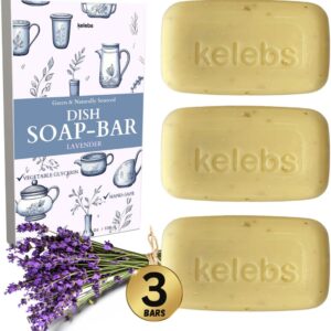 Lavender Hypoallergenic Dish Soap Bar – Organic – Pack of 3, Skin-Safe, Non-Toxic, Sustainable Kitchen Soap – Zero Waste
