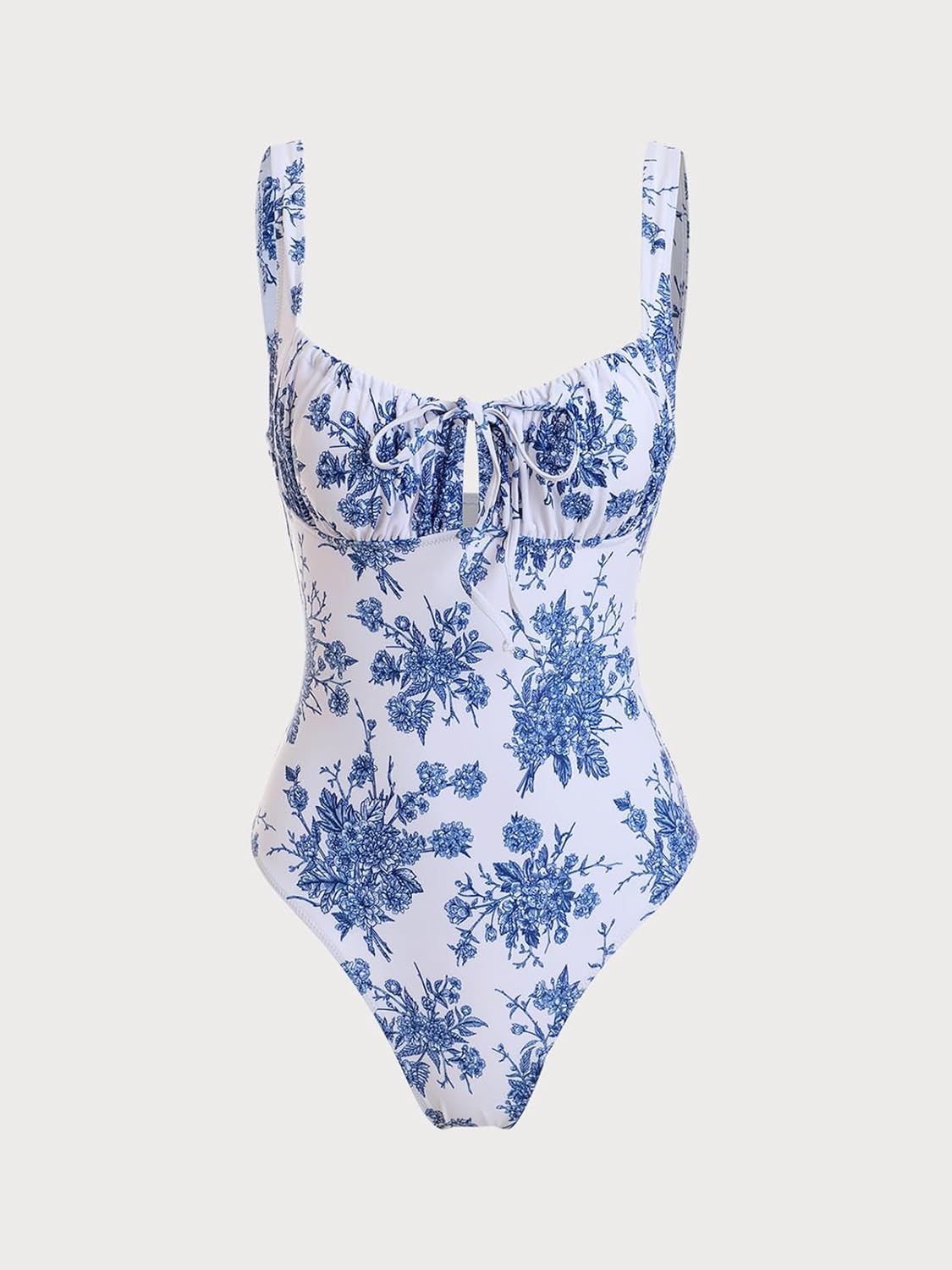 Women’s Tie Floral Sexy One-Piece Tankini Bathing Suits Slimming Swimsuit - Image 5