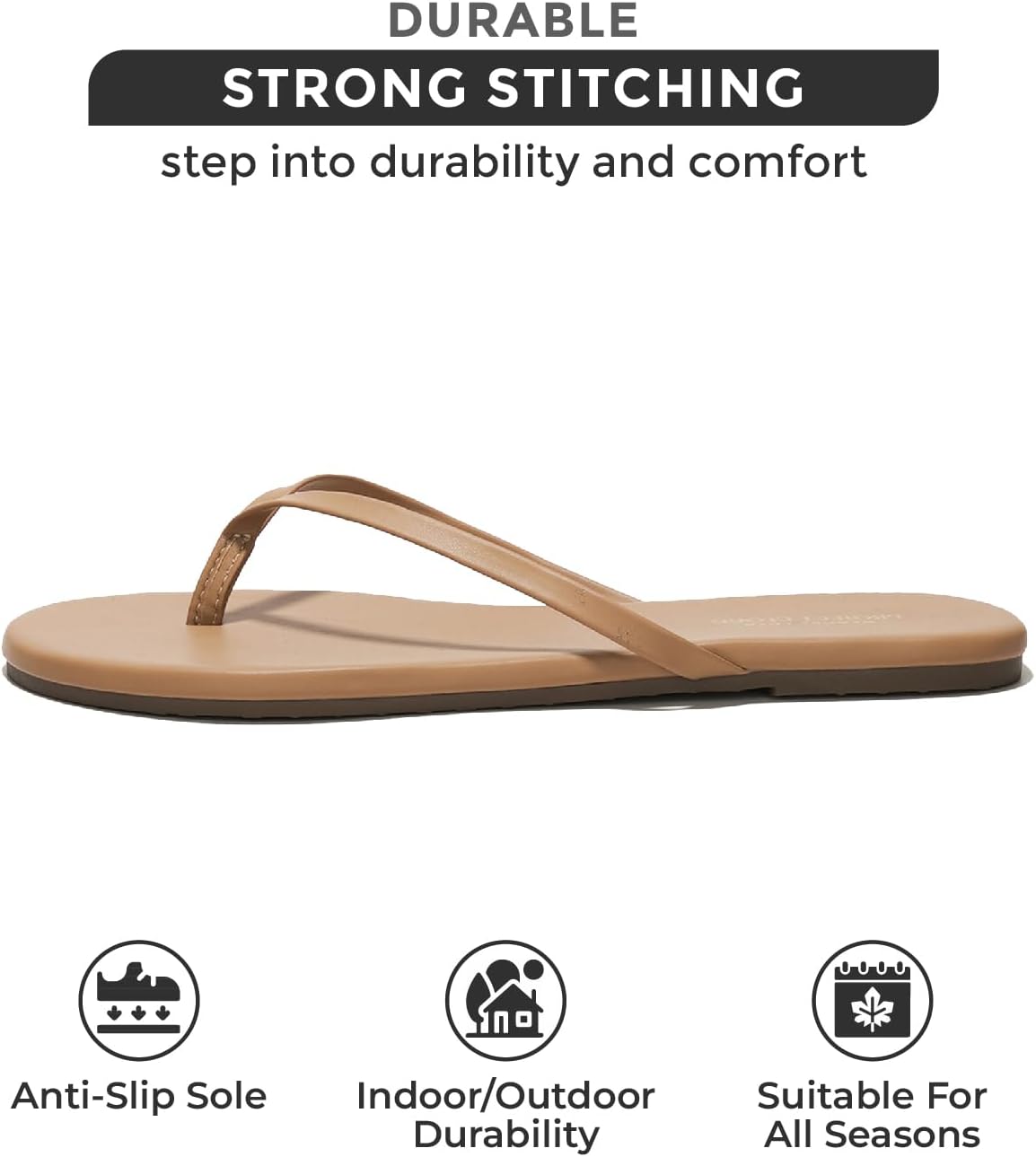 Project Cloud Flip Flops for Women - Memory Foam Flats Summer Sandals for Women 2025 - Vegan Leather Lightweight Womens Sandals Summer Beach Essentials Slides - Image 4