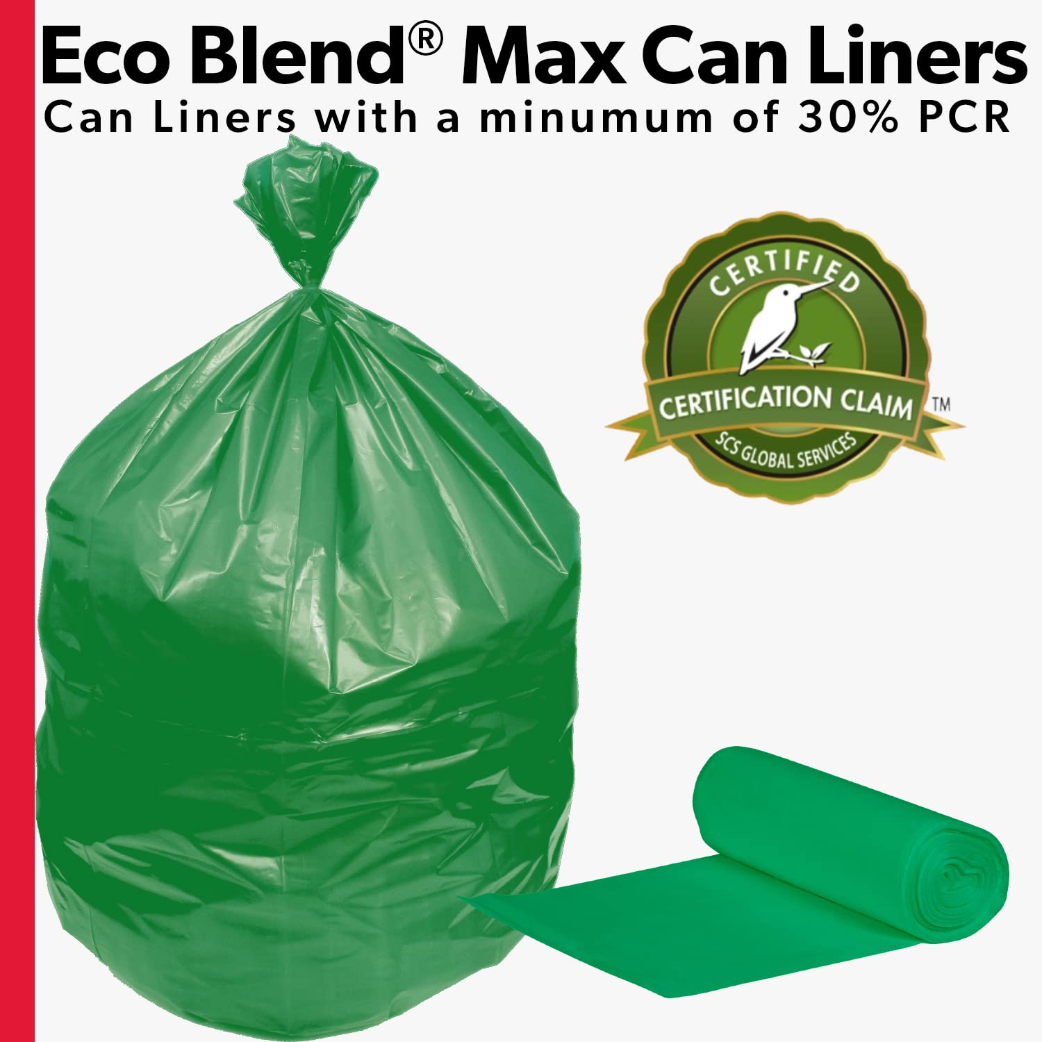 Eco-Blend Max 23 Gallon Can Liner by Heritage Bag Co. (250 Pack) 28"x45" 0.8mil Green Tint. Made with 30% PCR - Image 4