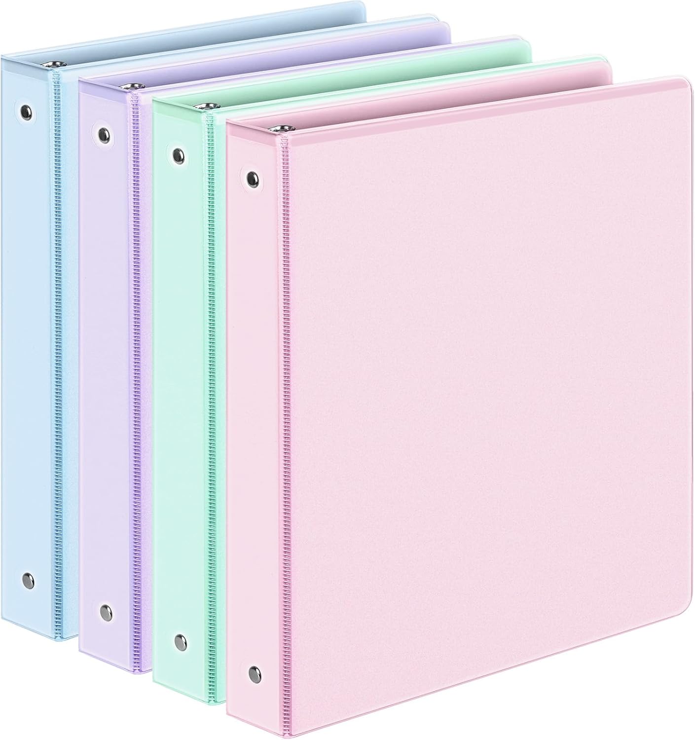 4 Pack Extra Durable 3 Ring Binders 1 Inch, Sooez 1” Three Ring Binder, Eco-Friendly & PVC Free, Customizable Clear View Cover for Letter Size 8.5 x 11'' Paper, Pastel School Office Supplies for Girl - Image 2