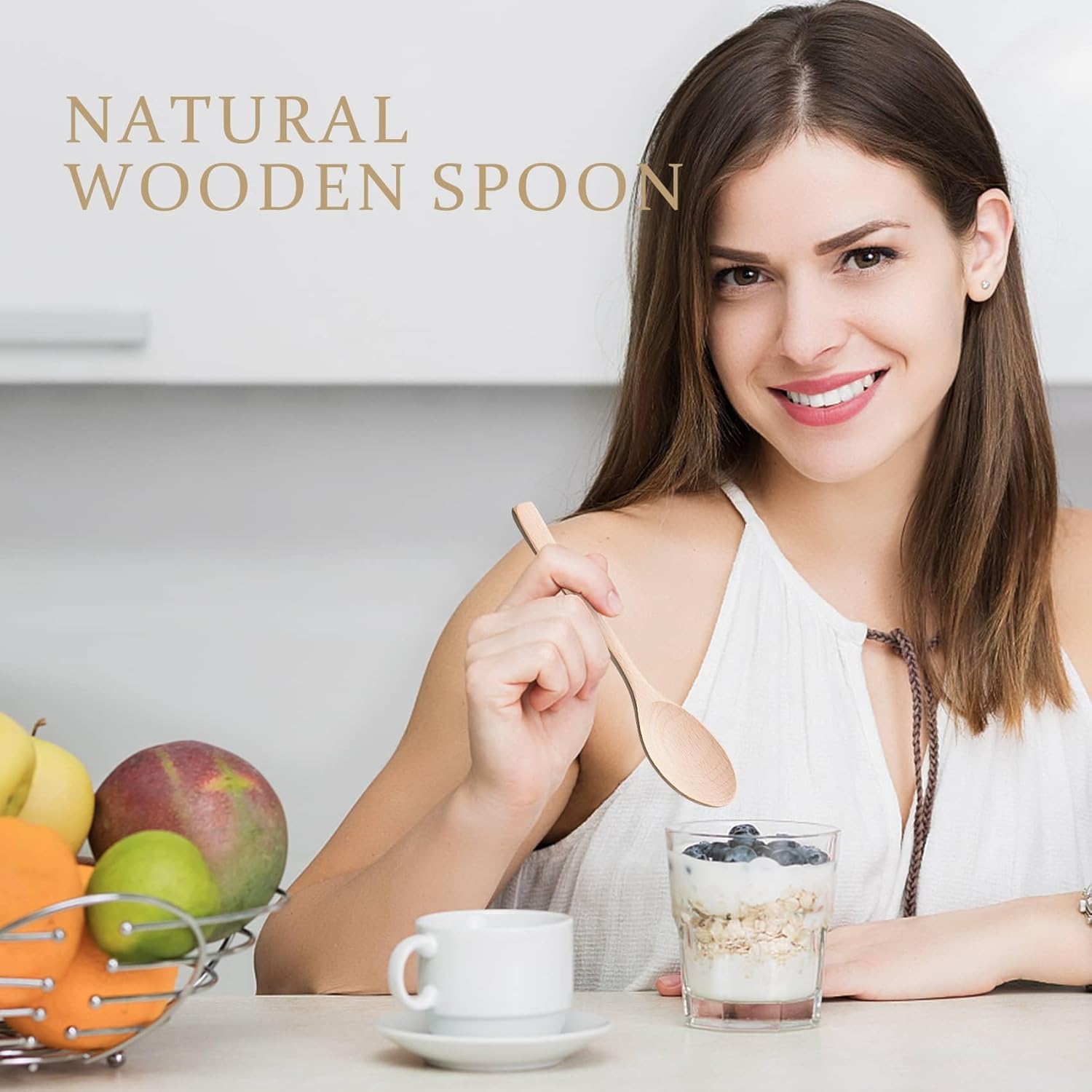 7.3inch Small Wooden Spoons, 6PCS Uncoated Beech Plain Small Wooden Spoons Set, Table Spoons for Present Honey, Serving, Eating, Soup, Chocolate, Coffee, Tea - Image 3