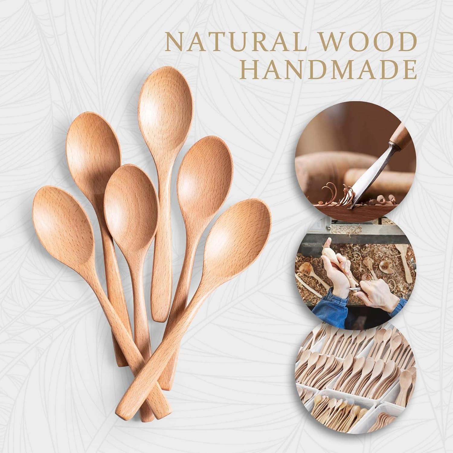 7.3inch Small Wooden Spoons, 6PCS Coated Beech Plain Small Wooden Spoons Set, Table Spoons for Present Honey, Serving, Eating, Soup, Chocolate, Coffee, Tea - Image 4
