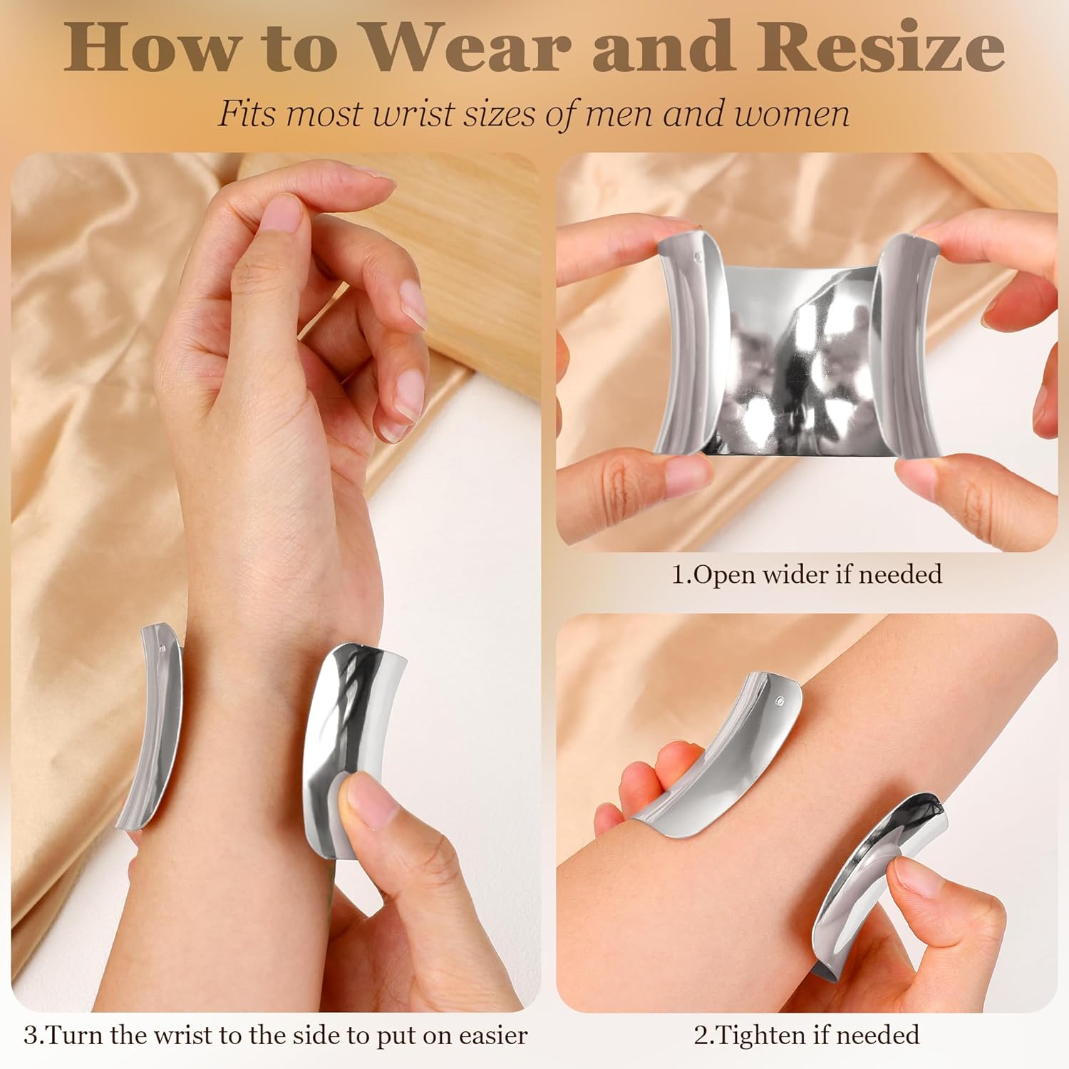 3Pcs Chunky Gold Cuff Bracelets Open Wide Bangle Bracelets Set for Women Minimalist Irregular Bracelet Statement Wrist Cuff Wrap Bracelet Jewelry - Image 6