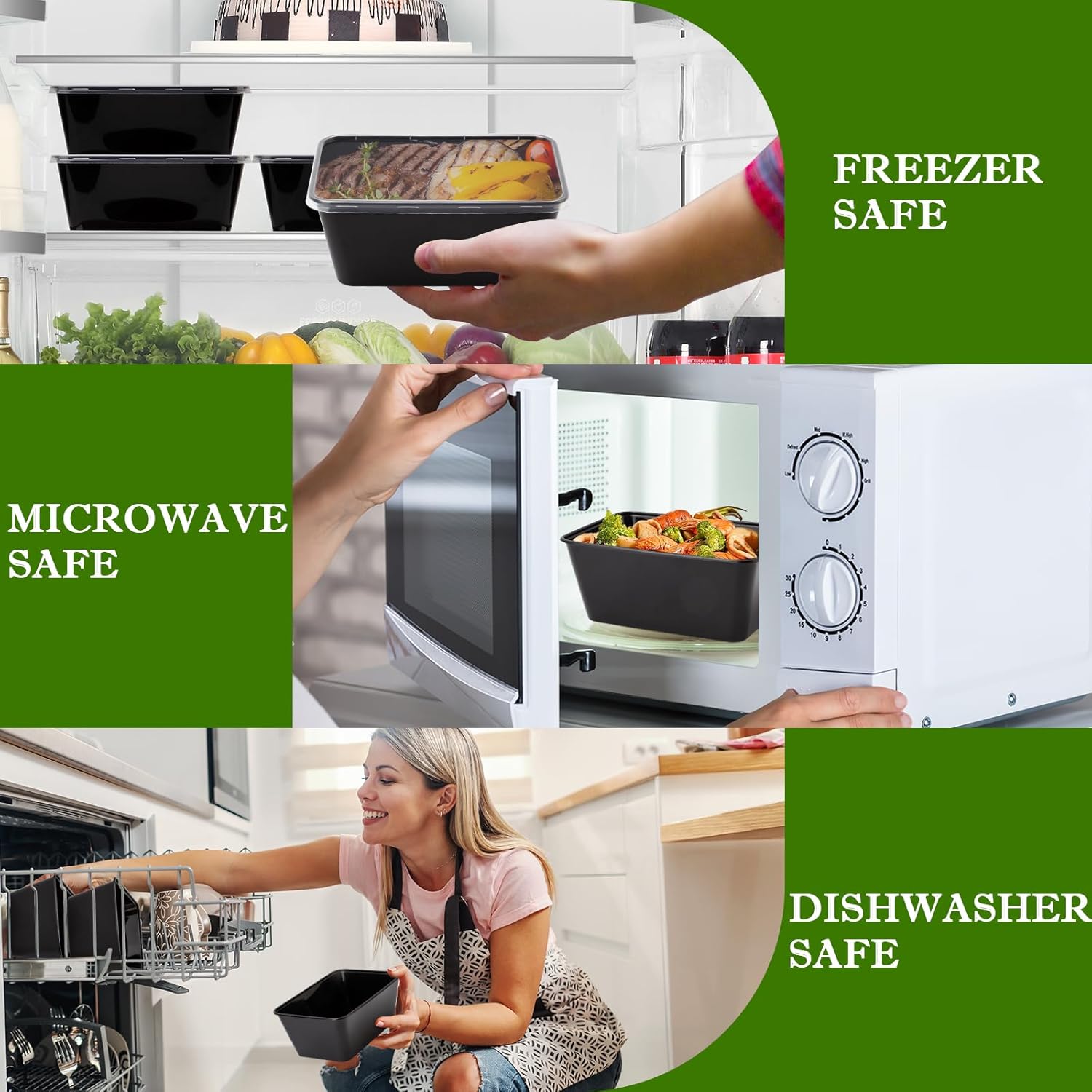 Meal Prep Containers 50Pack - 34oz Food Storage Containers with Lids, Reusable Food Prep Containers, Disposable To Go food Containers for Takeout, BPA Free, Stackable, 1000ml, Microwave/Freezer Safe - Image 4