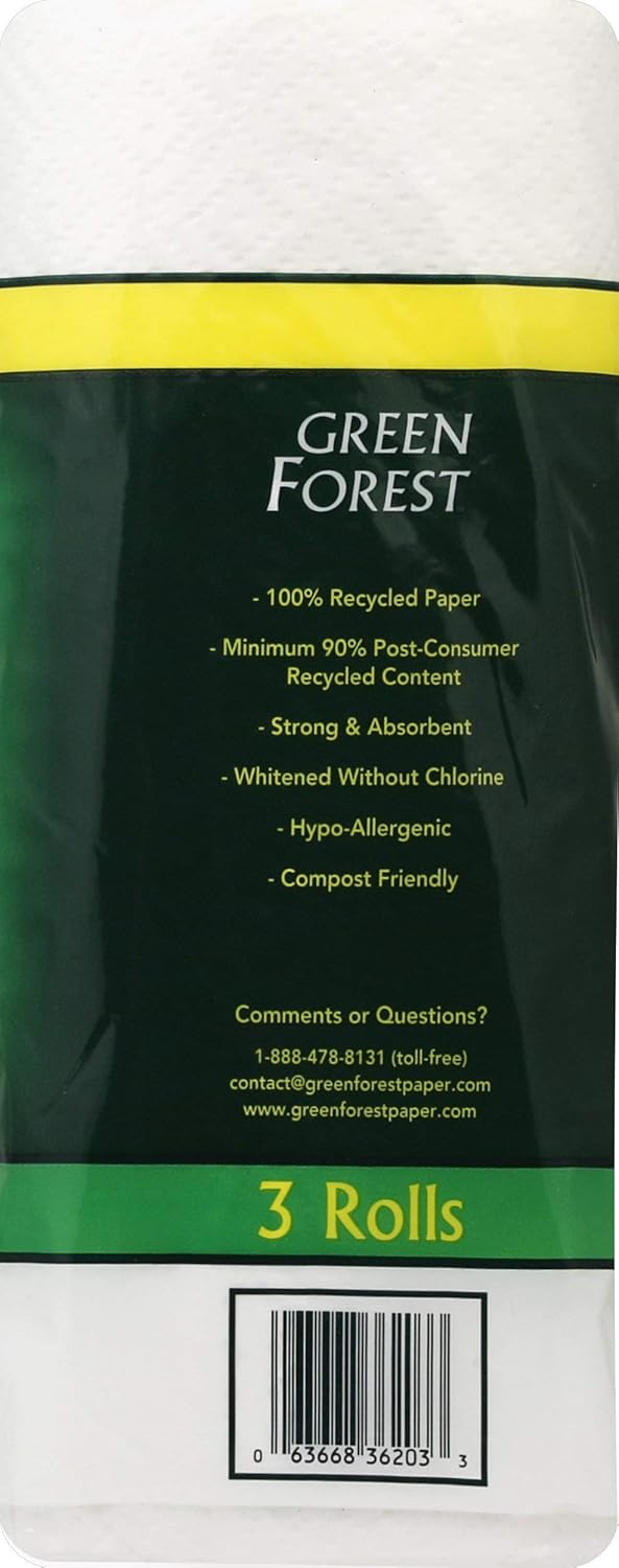 Green Forest 100% Recycled Paper Towels, 3 Rolls - Image 5