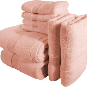 Bennett & Shea Home 8-Piece Luxury Bath Towel Set, 100% Turkish Cotton Loops, Premium Towels for Bathroom, Highly Absorbent and Quick Dry Bath Towels, Extra Soft Towel Set, Rose Cloud