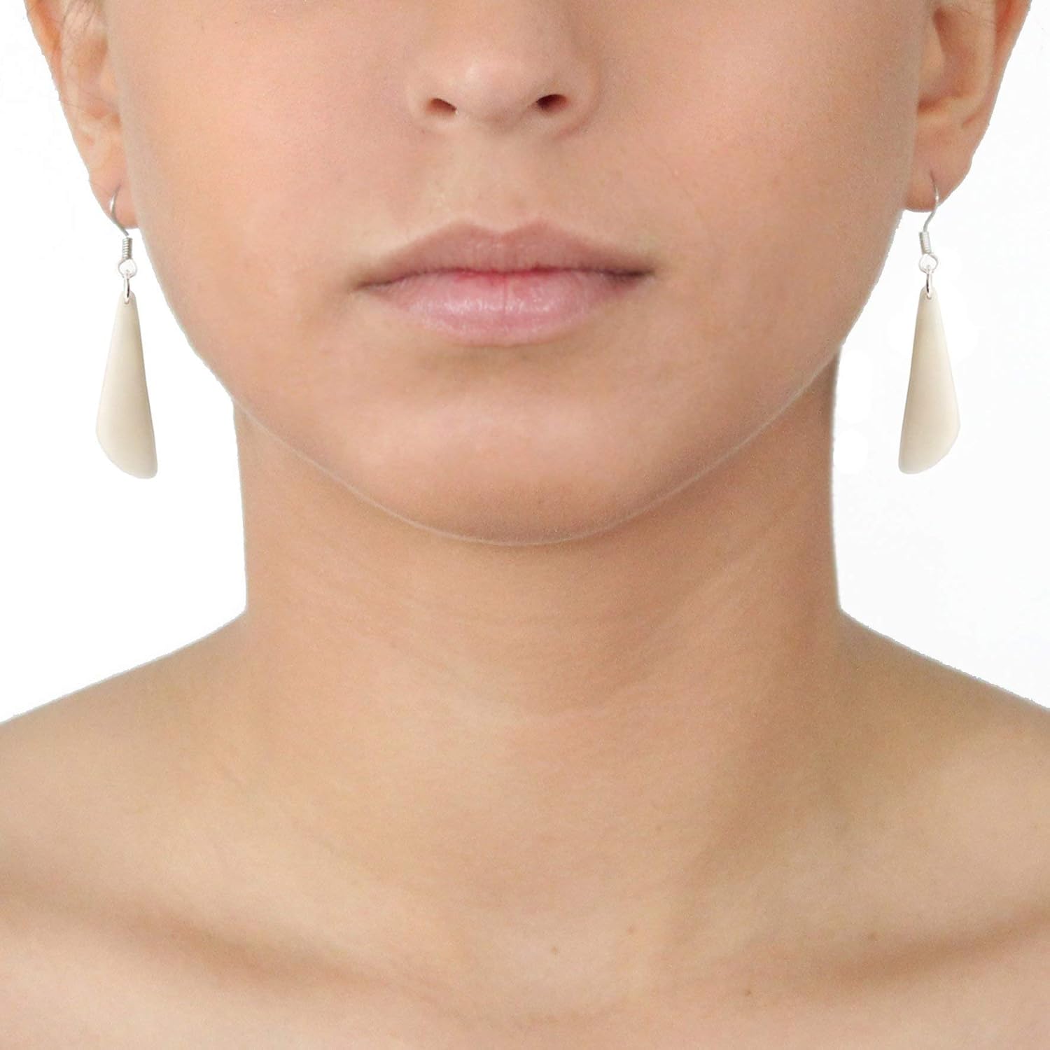 Tagua Nut Earrings Slivers Handmade Fair Trade, Lightweight by Florama Natural Jewelry (Ivory White) - Image 3