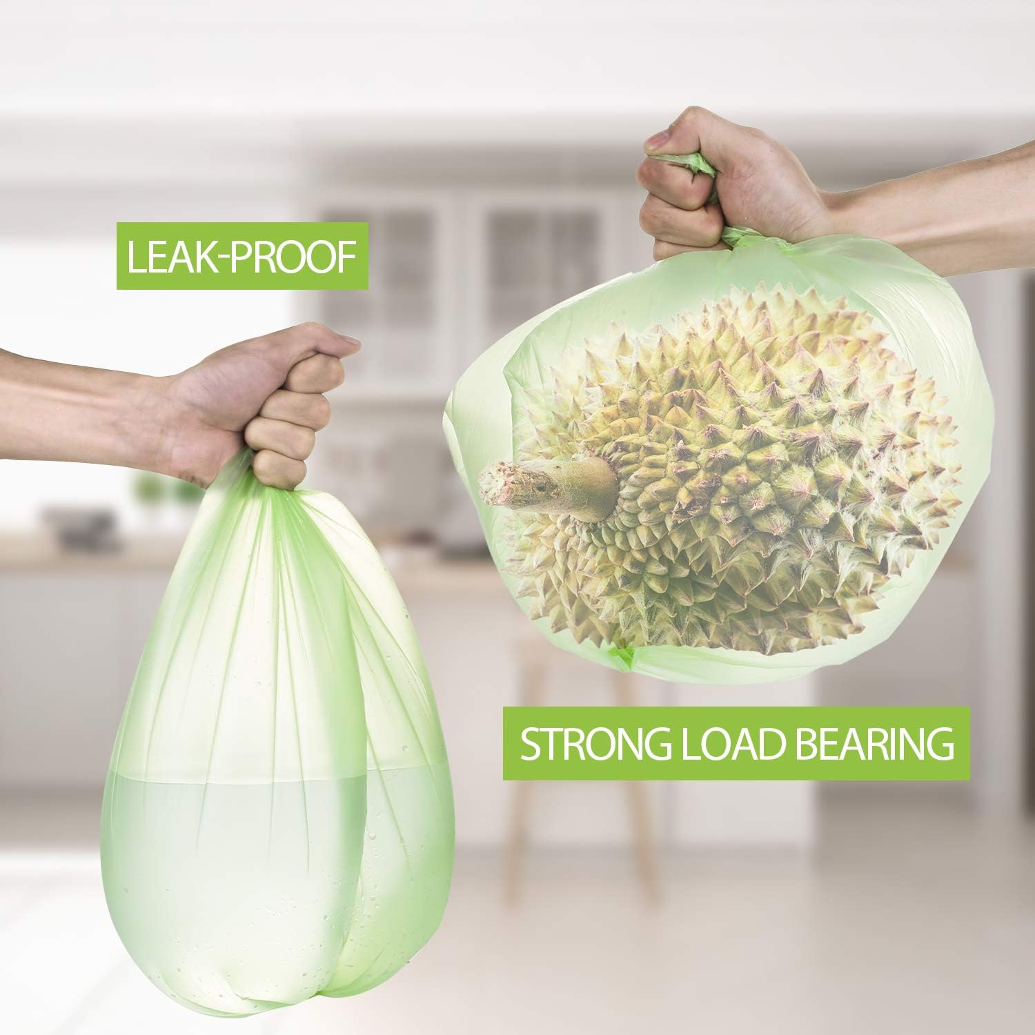 Small Trash Bags 4-Gallon Biodegradable - 100 Counts/ 5 Rolls Recycling and Degradable Garbage Bags Trash Can Liners for Bathroom Kitchen and Office - Image 3