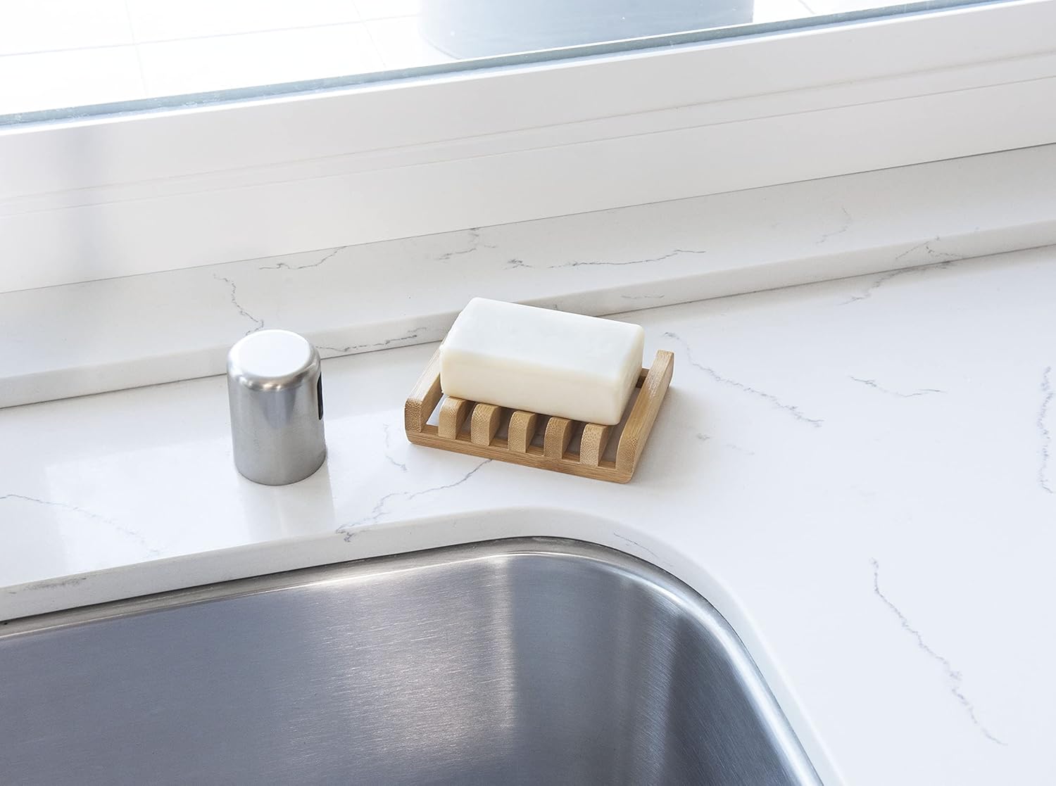 Bar Soap Dish for Sink or Shower, Odor Resistant Tray, Sustainable Bamboo Wood Holder, Great for Bathrooms and Kitchens, 2 Pack - Image 8