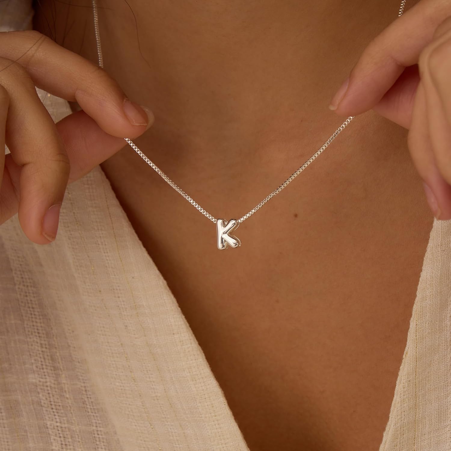 Bubble Gold Letter Necklace for Women, 14k Gold Plated Balloon Initial Necklace, Dainty Gold Necklace for Women, Personalized Bubble Pendant Name Necklace, Fashion Accessories Trendy Jewelry - Image 5