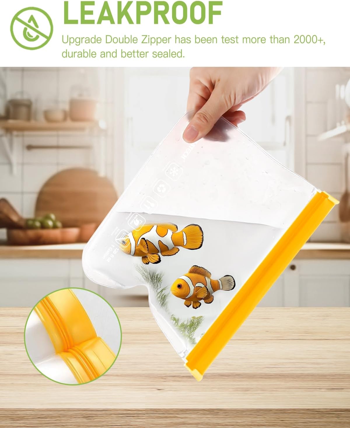 IDEATECH 20Pack Reusable Bags Dishwasher Safe, Leakproof Reusable Freezer Bags, BPA Free Healthy Food Storage Contaizers Sandwich Snack Baggies for Lunch Travel(8 Gallon 6 Quart 6 Snack,Colored) - Image 6