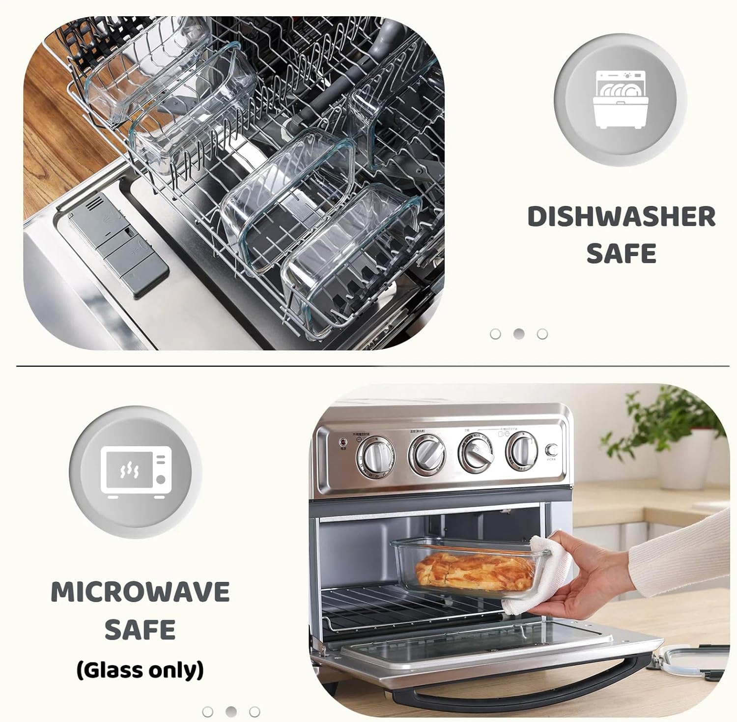 5 Pack 36 Oz Glass Meal Prep Containers with Lids, Reusable Glass Food Storage Airtight Lunch Containers with Lids, Leak Proof, Microwave, Oven, Freezer and Dishwasher Safe (Gray) - Image 5