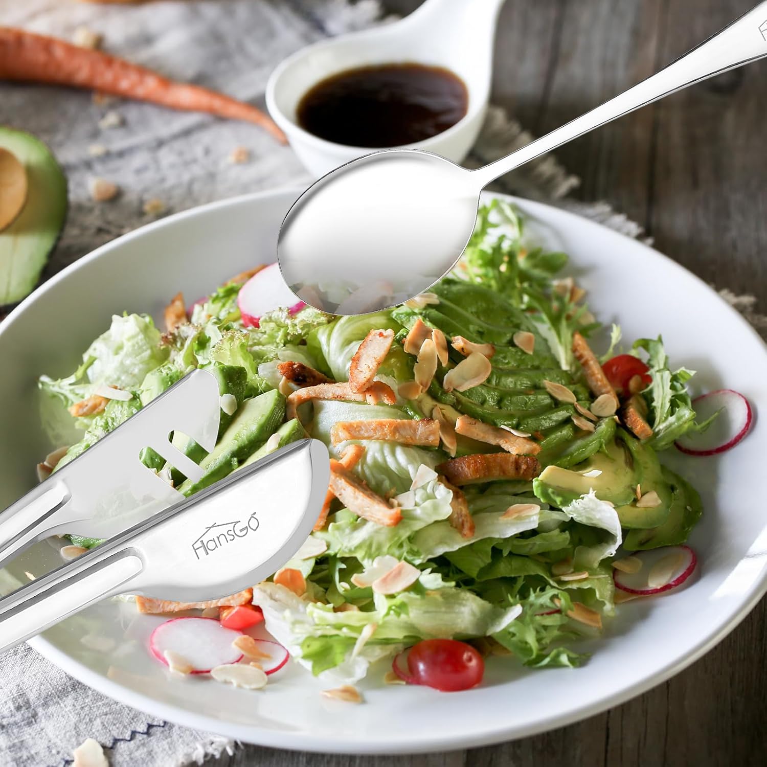 HANSGO Serving Utensils Set for Party, 6PCS Cooking Utensils Including 2 Serving Spoons, 2 Slotted Spoons, 2 Food Tongs for Wedding Party Family Dinners - Image 6