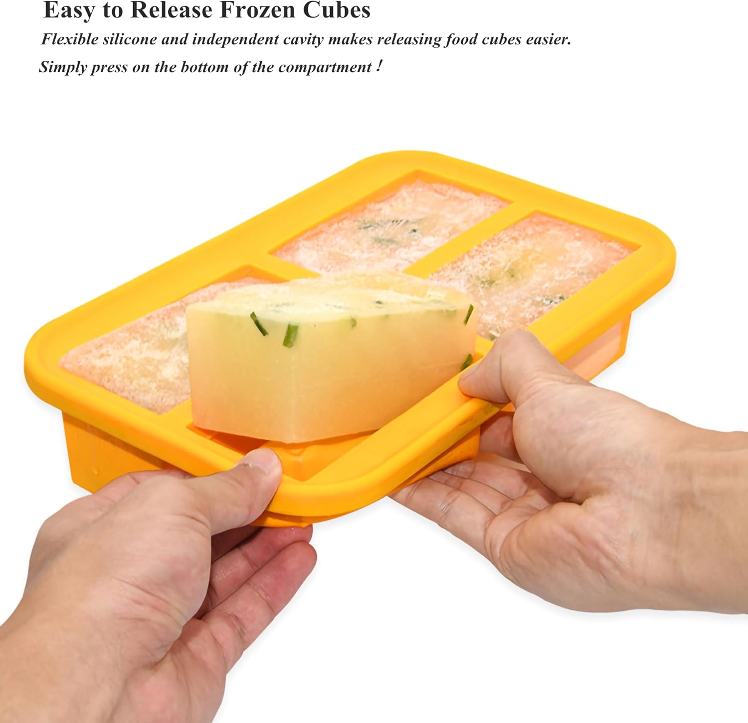 Bangp 1-Cup Silicone Freezer Trays with Lid,2 Pack,Easy-Release Silicone Freezing Tray for Soup Ice Cubes,Soup Freezer Molds,Freeze & Store Broth,Sauce,Leftovers - Makes 8 Perfect 1 Cup Portions - Image 5