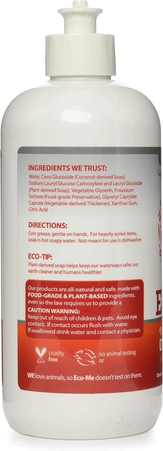 Eco Me Natural Environmentally Friendly Sudsing Liquid Dish Soap, Healthy Fragrance Free Scent, 16 Ounces - Image 3