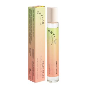 Skylar Peach Fields Eau de Parfum – Hypoallergenic & Clean Perfume for Women & Men, Vegan & Safe for Sensitive Skin – Sweet Perfume with Notes of Mandarin, Grapefruit, Peach – 10mL /0.33 Fl oz