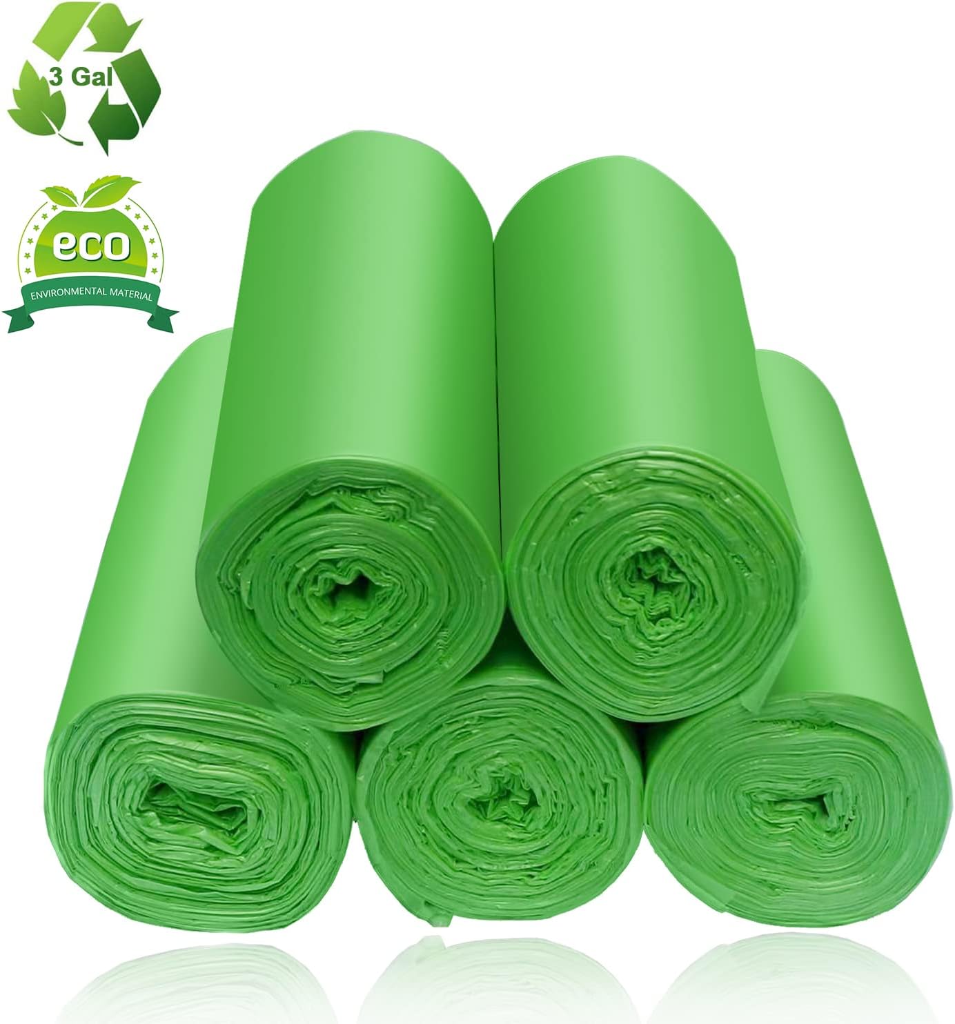 Compostable Trash Bags, 3 Gallon Biodegradable Small Garbage Bags Green Wastebasket Liners for Bathroom Office Home Bins, 100 Counts - Image 8