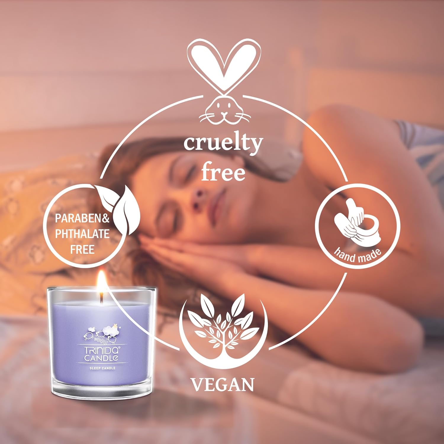 TRINIDa Scented Candles for Men, 3 Sleep Candles for Home Scented with 6.3Oz, Lavender Candle for Women with Geranium & Ylang Ylang, Perfect for Sleeping & Relaxing (+7 Series Options) - Image 3
