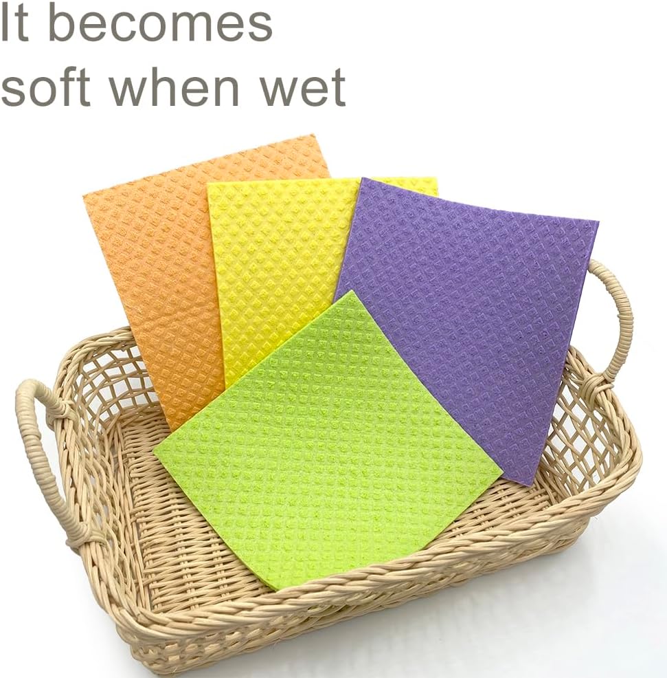 Swedish Dishcloths for Kitchen Assorted 10 Pack Reusable Compostable Kitchen Cloth Made in Germany Cellulose Sponge Swedish Dish Cloths for Washing Dishes Reusable Paper Towels Washable - Image 5
