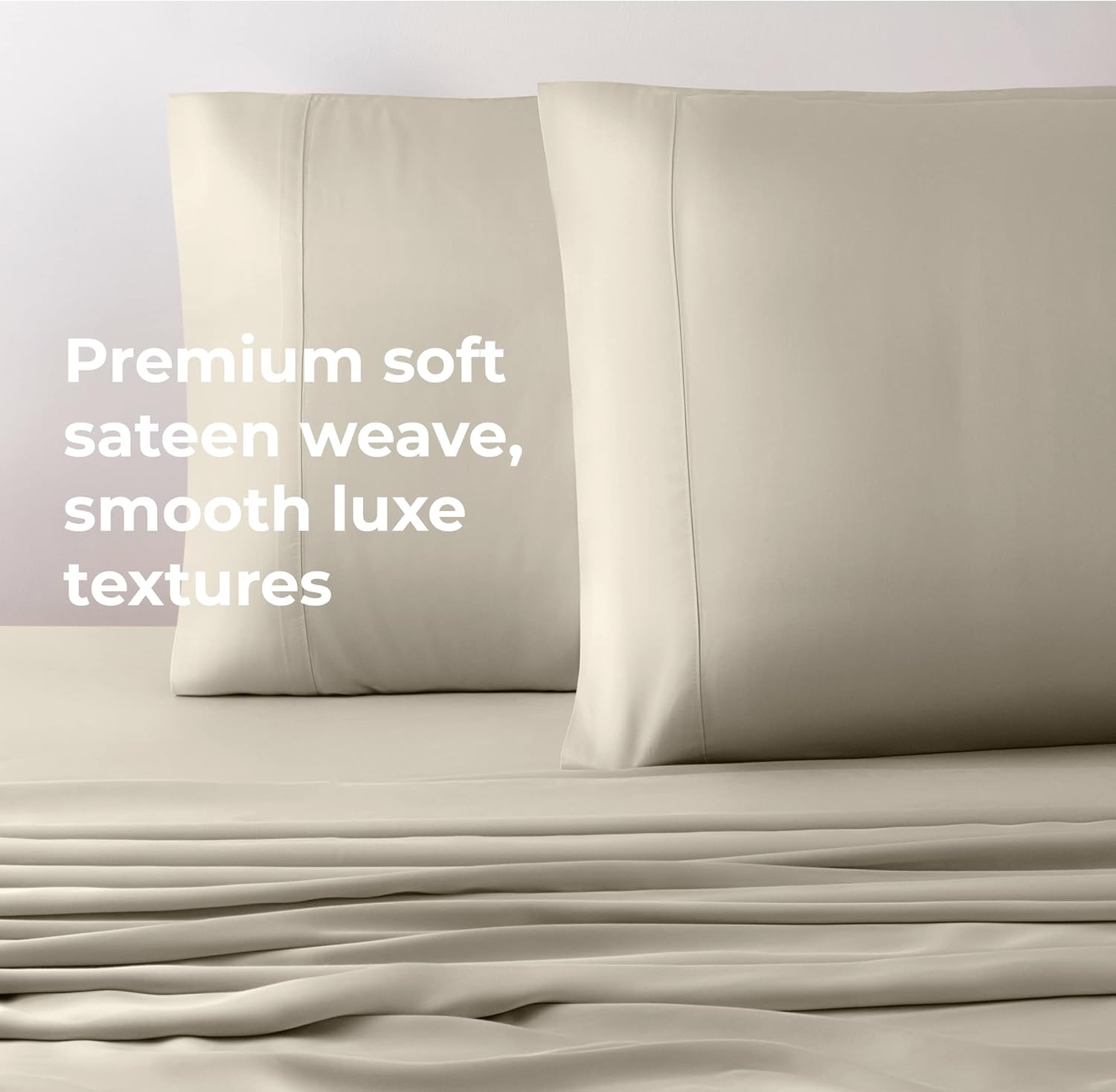 Cariloha Resort 4-Piece Sateen Sheet Set | Coconut Milk | King | Viscose Material | Allergy Resistant, Naturally Thermal-Regulating, Extra Soft Cooling Sheets for Hot Sleepers - Image 3