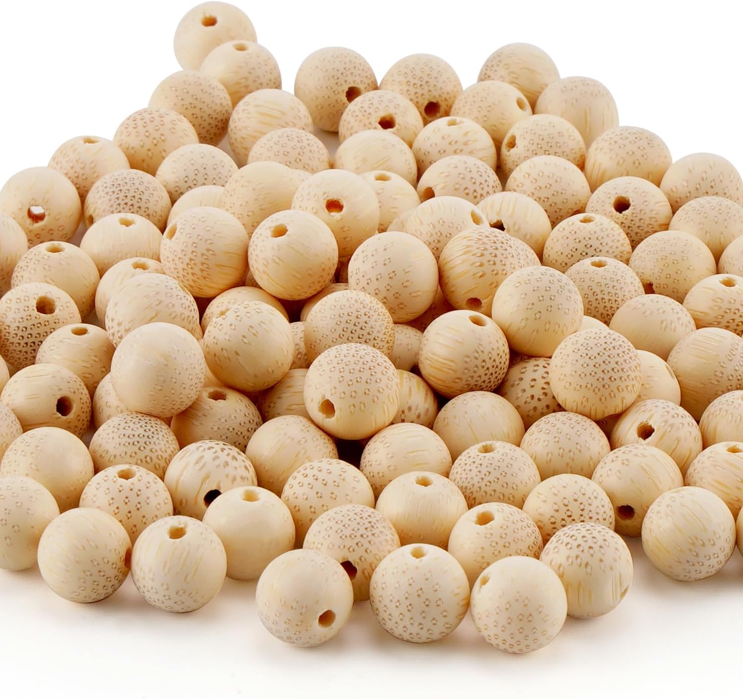 200pcs 10mm Natural Bamboo Sustainable Growth Round Beads Gorgeous Craft Handmade Polished Spacer Mala Pray Beads with Elastic Cord for Bracelets DIY Rosary Tasbih Jewelry Making - Image 2