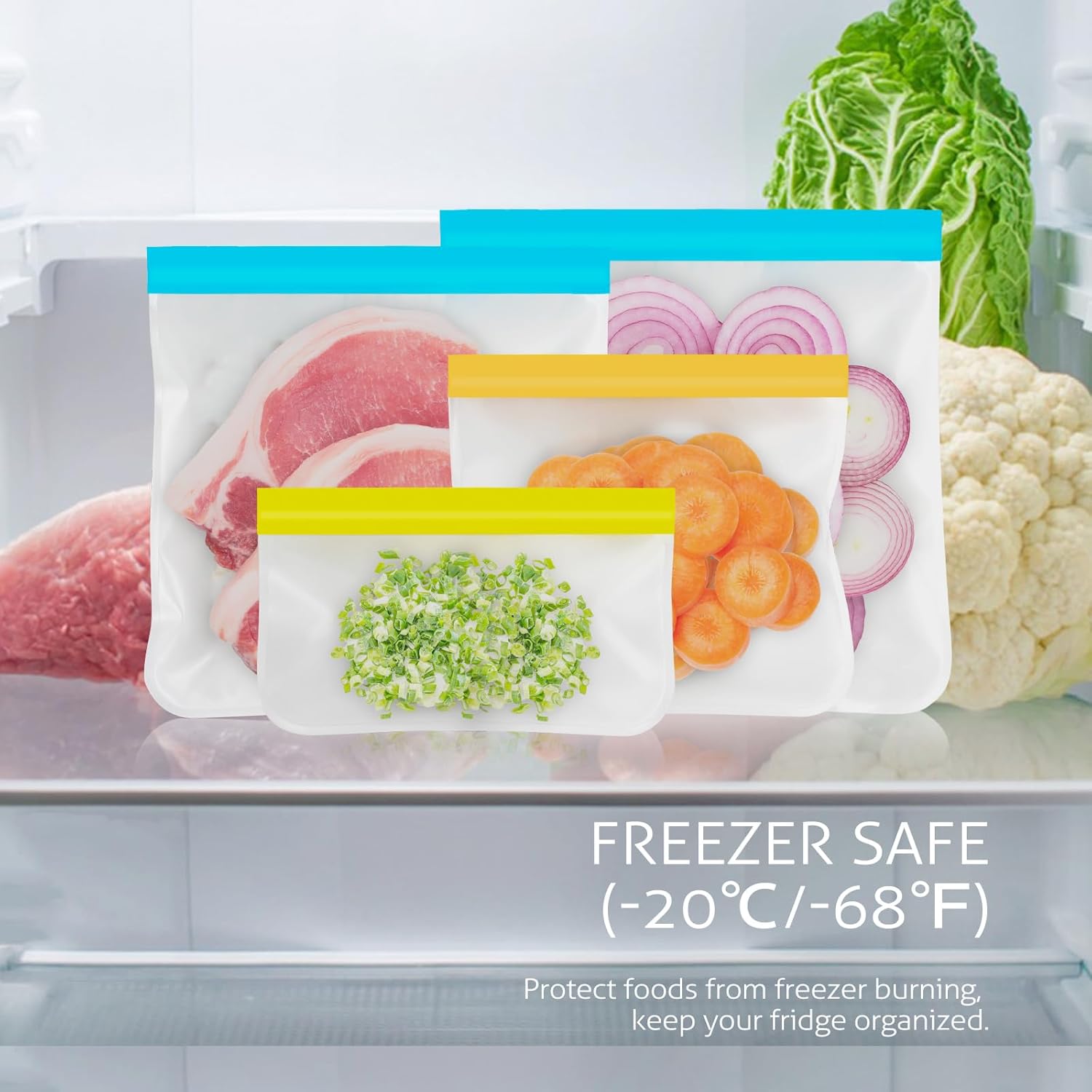 Reusable Storage Freezer Bags, 10 Pack Dishwasher Safe Silicone Food Snack Storage Bags with 3 Sizes for Marinate Meats, Sandwich, Lunch, Cereal, Back to School Supplies - Image 4
