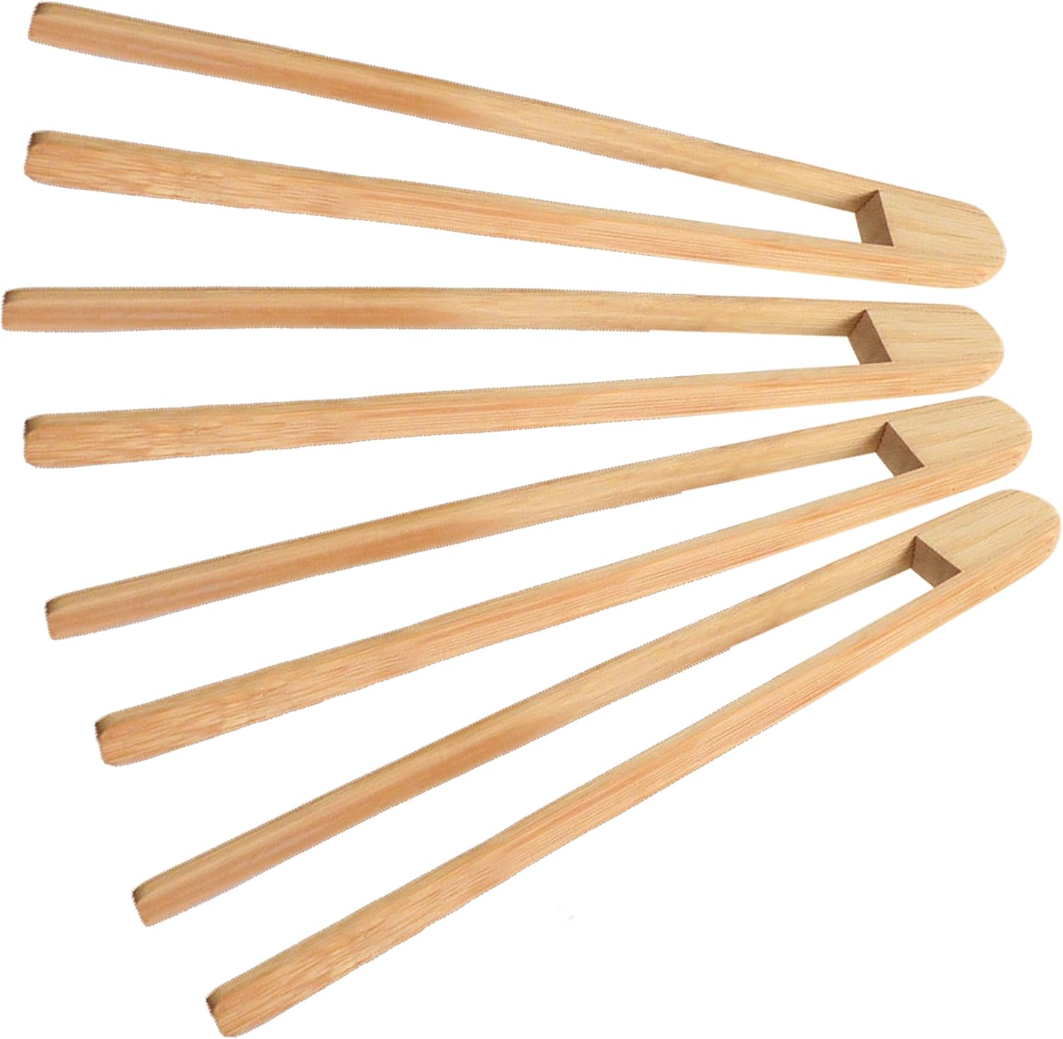 4 PCS Bamboo Toaster Tongs, Wooden Cooking Tong, Multipurpose Tongs for Fruits, Pickles, Bread, Cheese, Bacon, and Muffins (10 in, Wood) - Image 2