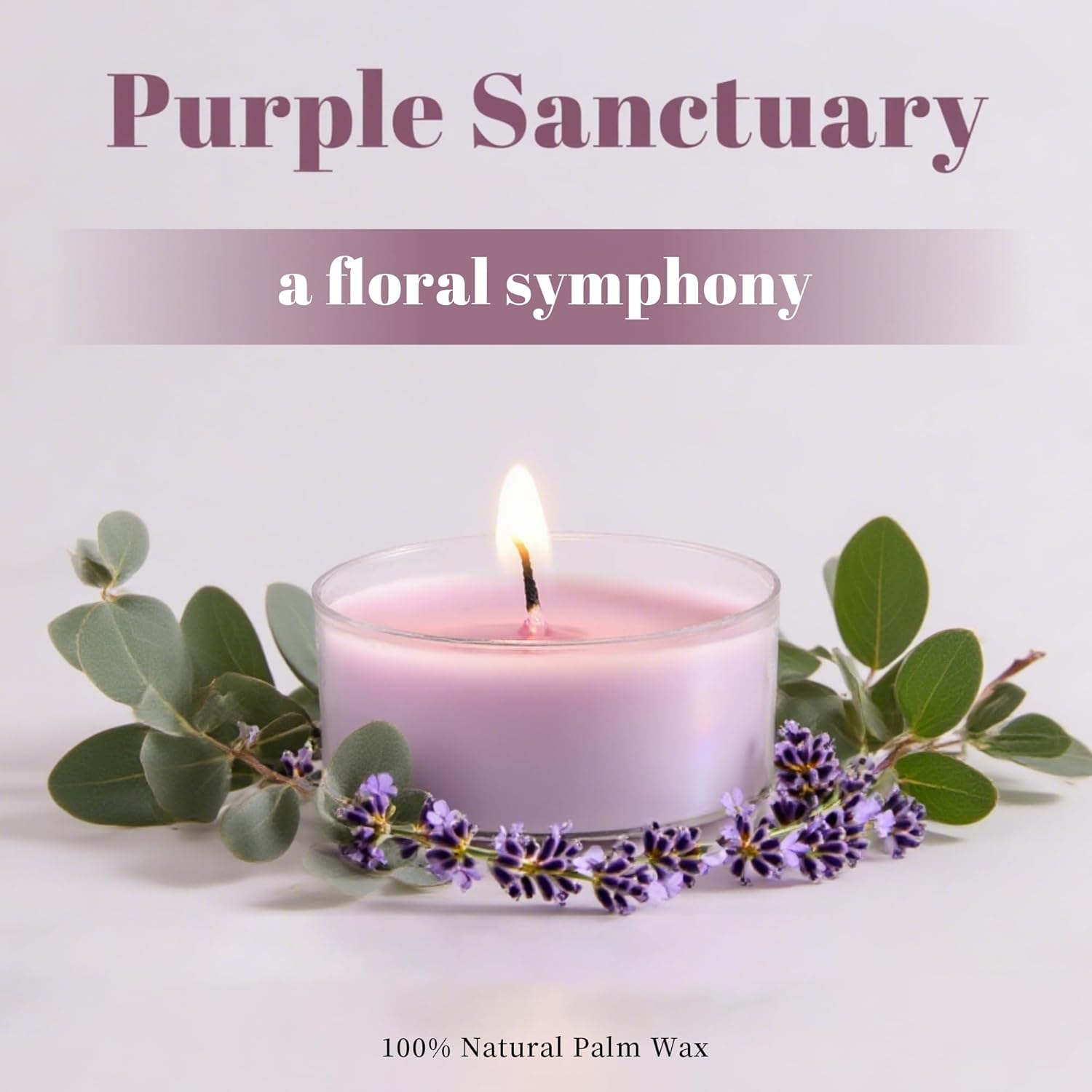 Eucalyptus & Lavender Highly Scented Tea Lights Candles 12 Pack, 3.5-4 Hours Natural Palm Tea Candles for Home Scented, Small Votives with Essential Oils for Home Aromatherapy, Gifts for Woman - Image 2