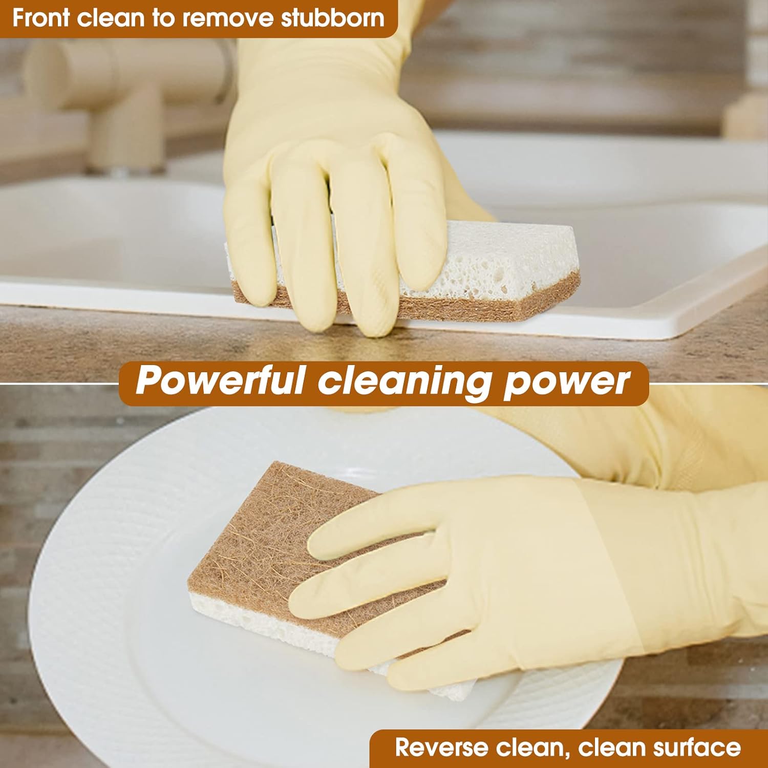 10 Pack Nature Dish Sponge - Natural Kitchen Sponge - Coconut Fiber and Wood Cellulose Scrubber Sponge - Image 6