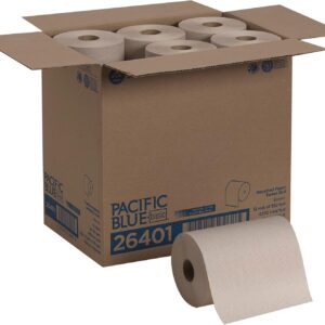 Pacific Blue Basic Recycled Paper Towel Roll by GP PRO (Georgia-Pacific), Brown, 26401, 350 Feet Per Roll, 12 Rolls Per Case