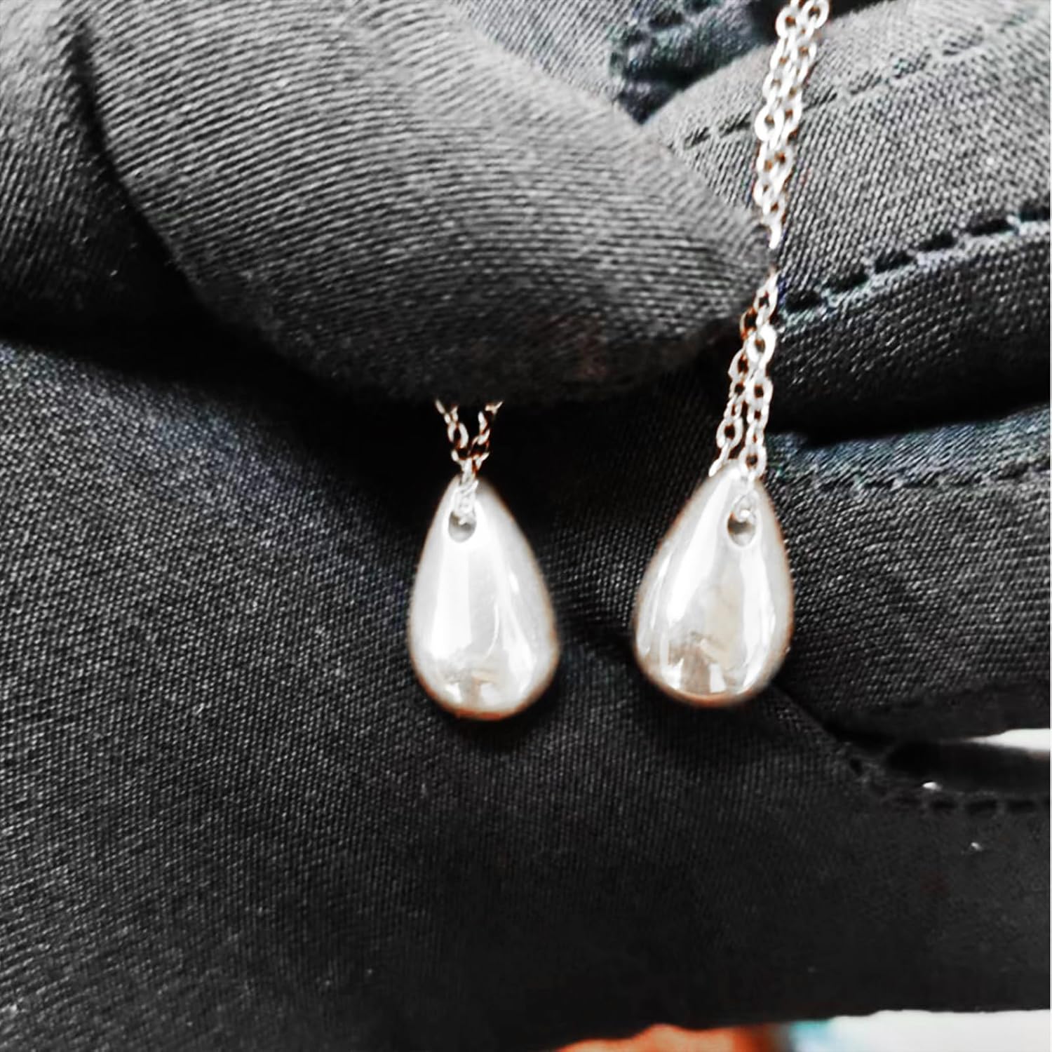 Dainty Teardrop Pendant Necklace for Women 14K Gold Plated Adjustable Silver Necklace Hypoallergenic Nickel Free Sustainable Elegant Everyday Jewelry - Image 6