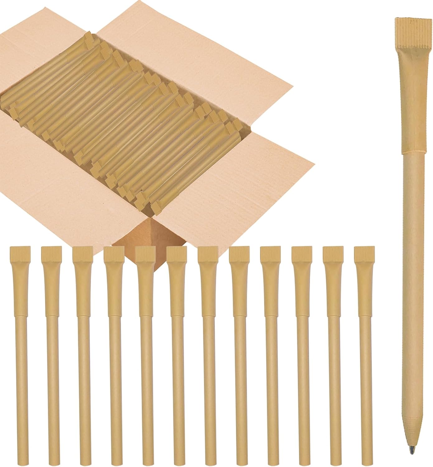 Kraft Paper Barrel Writing Pen Eco-Friendly Pens Cardboard Pens Black Ink - Image 2