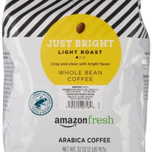 Amazon Fresh, Just Bright Whole Bean Coffee Light Roast, 32 Oz