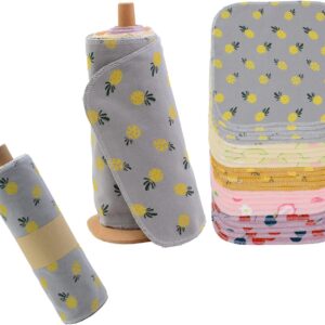 Paperless Towels Roll Washable Cotton Cloth, Reusable Paper Towels – 25 Pack with Durable Cardboard Roll – 10″ X 10″ Zero Waste Reusable Napkins Eco Friendly