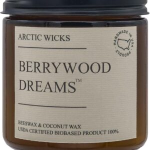 Berrywood Dreams Candle | Arctic Wicks 16oz Coconut & Beeswax Candles | Amber Scented Berry Candles for Fall, Winter, Holidays, Gifts, Non-Toxic, Sustainable | USDA Certified 100% Biobased