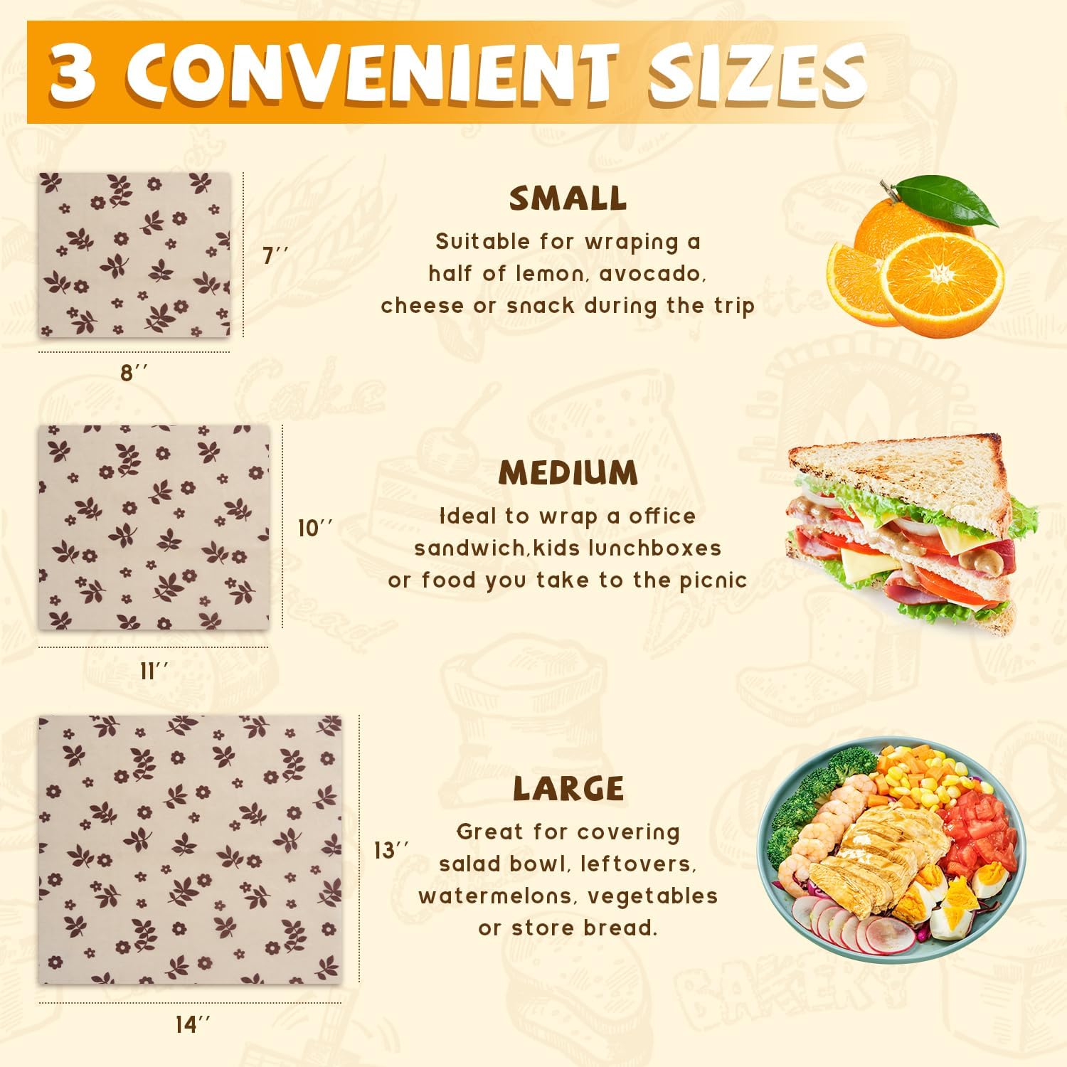 Reusable Beeswax Bread Bags&Beeswax Wraps for Food, Organic Bread bags Reusable to Keep Fresh,Sustainable, Biodegradable Homemade Washable Food Wraps, Must-Have Baking Accessories - Image 4