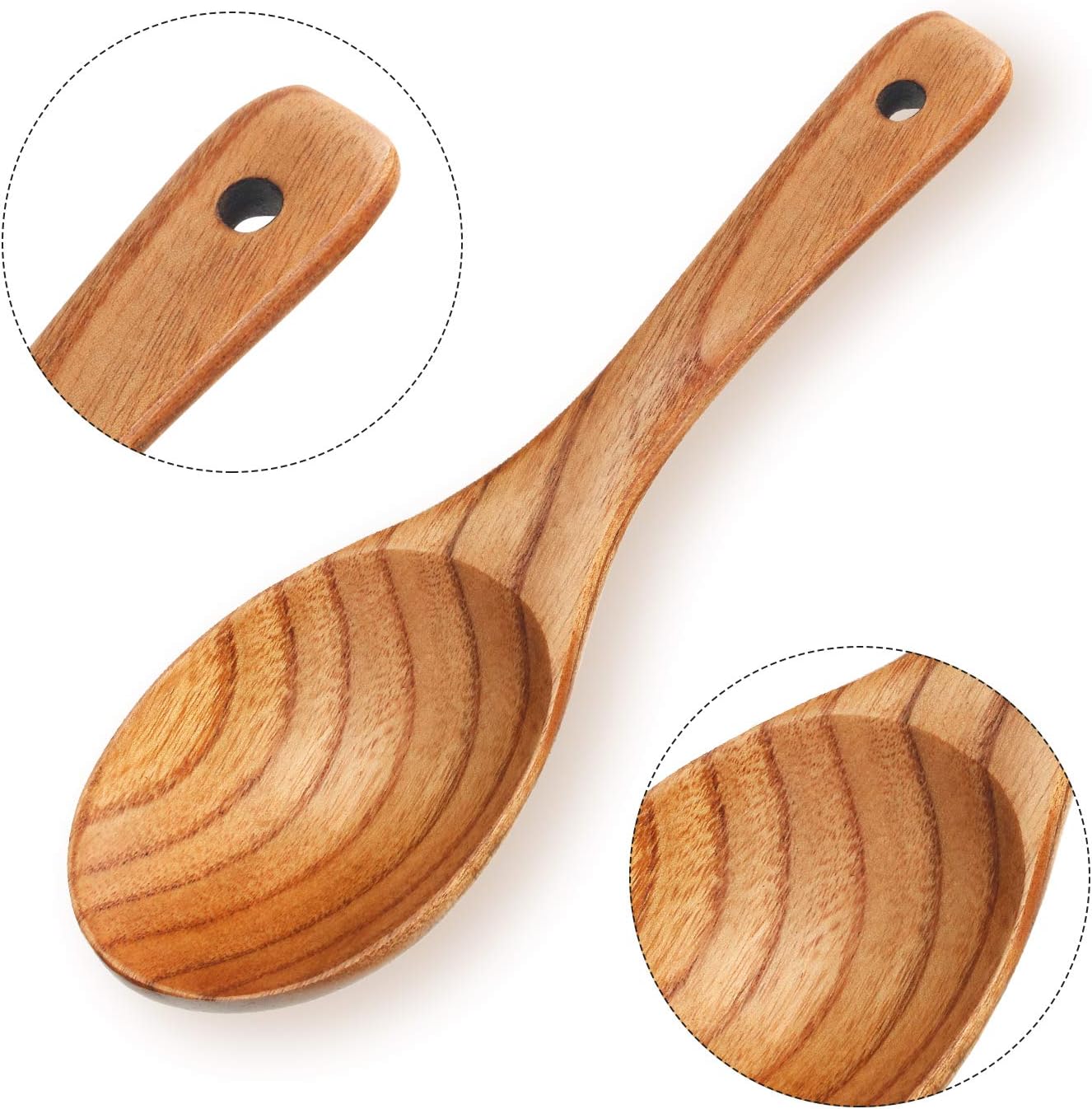 4 Pieces Wooden Spoons Set 9 Inch for Cooking, Serving Salad, Stirring Soup, Rice, Nonstick Heat Resistance Easy to Use - Image 4